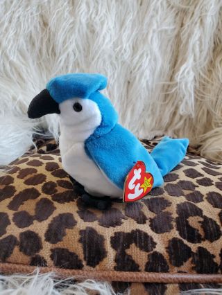 Ty " Rocket " Retired Beanie Baby Very Rare Blue Jay Collectable Mwmts