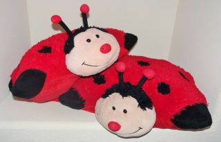 2 Pillow Pets Large 18 " Ladybug Foldable Pillows Plush Stuffed Toys