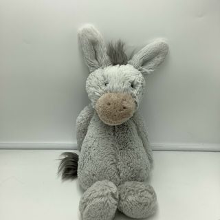 Jellycat Gray Bashful Donkey Plush Soft Toy Stuffed Animal 12 "