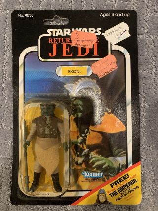 Vintage Star Wars Klaatu Rotj On Card 65 Back 1983