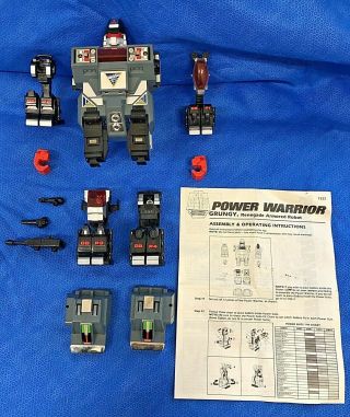 Vintage 1985 Tonka Gobots Power Warrior Grungy Robot Complete W/ Instructions