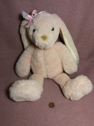15 " Mty Dan Dee Pink Floppy Bunny Rabbit W/ Bow Plush Stuffed Animal Toy