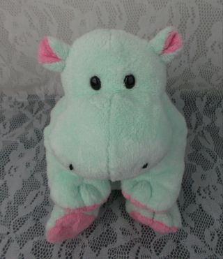 Ty 2002 Pluffies Baby Hippopotamus Hippo Green Pink 8 " Plush Stuffed Lovey