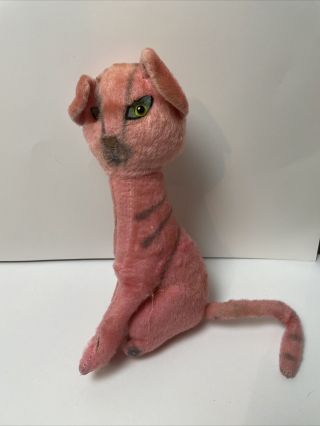 Vtg Plush Cat Pink 10” Carnival Toy A.  D.  Sutton And Sons 1963