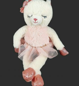 Dan Dee Ballerina White Kitty Plush 16 " Dancer Pink Tutu Glitter Shoes
