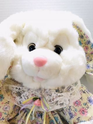 Vtg Kids of America Bunny Rabbit Stuffed Animal Plush Easter Flowers Lace Floppy 2