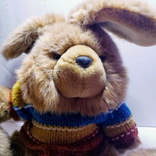 Mervyns Vintage Playful Pals Bunny Rabbit Plush 11 " Brown Floppy Ears Sweater