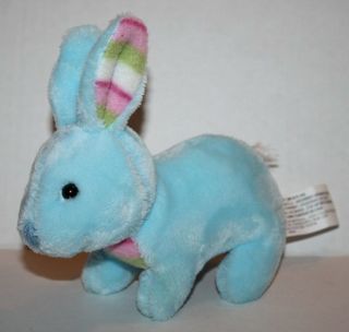 Greenbrier Easter Bunny Rabbit 7 " Striped Light Baby Blue Plush Stuffed Soft Toy
