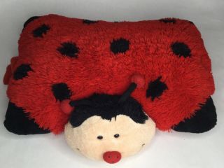 Pillow Pets Lady Bug Plush 19 " Lovie Folding Stuffed Toy Travel Nap Red Black