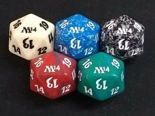Mtg Magic The Gathering D20 Core 2014 M14 Spindown Dice Set Of 5 Colors Wubrg