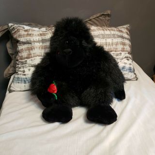 Dandee Large Ape Gorilla Plush Black Toy Rose Cheek Kiss Soft 24 "
