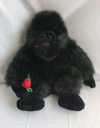 DanDee Large Ape Gorilla Plush Black Toy Rose Cheek Kiss Soft 24 
