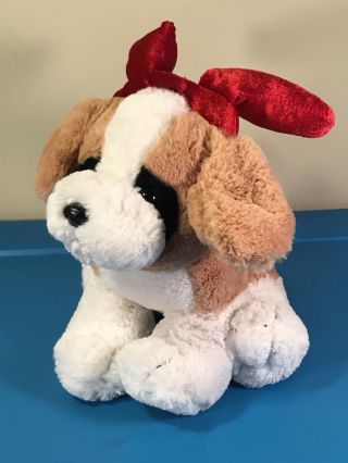 Dan Dee Puppy Dog Plush Stuffed Animal Christmas Reindeer Antlers White Tan 9 "