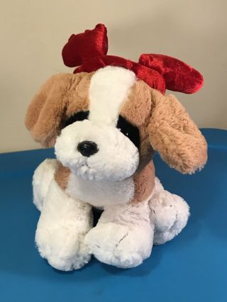 Dan Dee Puppy Dog Plush Stuffed Animal Christmas Reindeer Antlers White Tan 9 