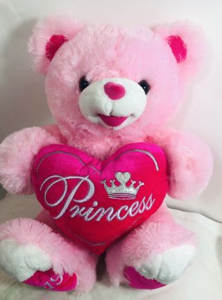 Dan Dee 19 " Large Pink Teddy Bear Princess Heart Plush Stuffed Animal