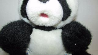 Russ Plush Baby Lang Lang panda bear polka dot diaper pants open pink mouth 2