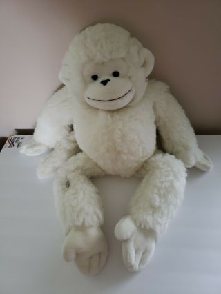 Vintage Russ Berrie Mungo Monkey Plush Stuffed Animal White 32” Very