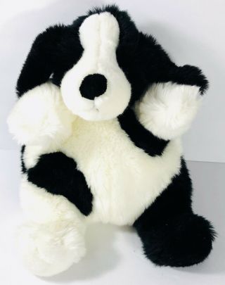 Unipak Designs 10 " Plumpee Dog Plush Stuffed Animal Puppy Toy Chubby Black White