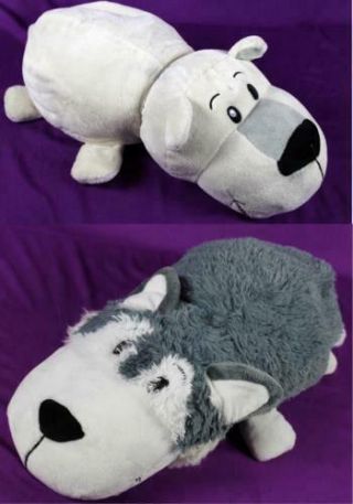 Flipazoo Plush Stuffed Animal Asher Husky & Poppi Polar Bear Reversible Toy 18 "