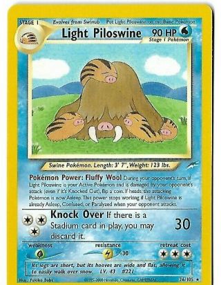 Light Piloswine - 26/105 - Rare 1st Edition Near Neo Destiny Pokemon