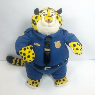 Disney Store Zootopia Police Officer Clawhauser Cheetah Plush 14in Stuffed Toy