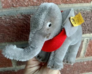 Vintage Steiff Mohair 10cm Elephant W Lentil Button/flag Ean 0500,  10 / 1968 - 1977