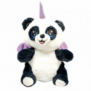 Hug Me Winged Pals Panda Unicorn Pandacorn Plush Purple Sparkly Wings & Horn 12”