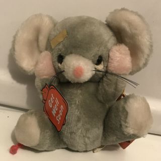 Vtg Russ Berrie Luv Pets Mouse Plush Get Well Soon W/original Tags 7 Inches