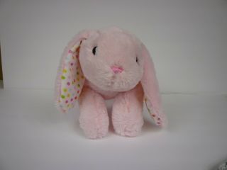 Dan Dee Collectors Choice Pink Bunny Plush 12 " Polka Dot Ears Paws Soft Fluffy