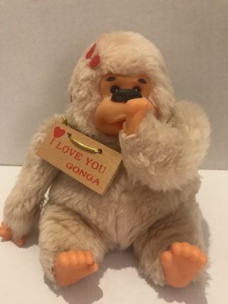 Vintage 1977 Russ Gorilla Monkey Beware Gonga Loves You Thumb Sucking Plush 9 "