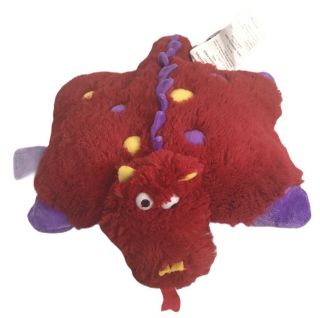 Pillow Pets Pee Wee Fiery Dragon 11 " Red Purple Polyester Stuffed Animal Toy