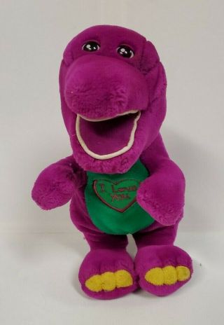 Plush Barney The Dinosaur - 11 " Tall - I Love You