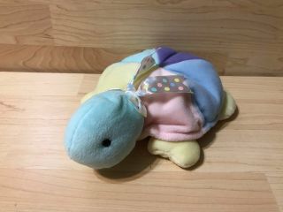 10 " First & Main Babe E Turtle Baby Pastel Chime Rattle Stuffed Animal Plush Toy