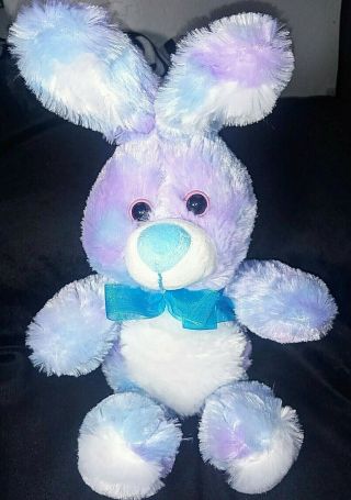 18 " Kids Of America Corp Plush Bunny Blue Bow Purple White Stuffed Animal Toy