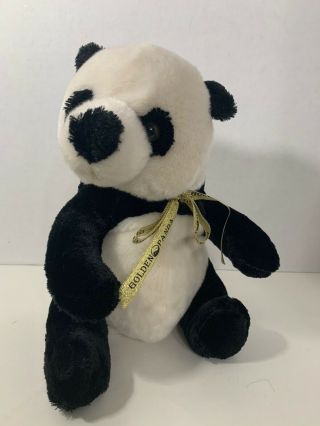 Creative Mark Artist Panda Black White Plush Teddy Bear Gold Ribbon Bow