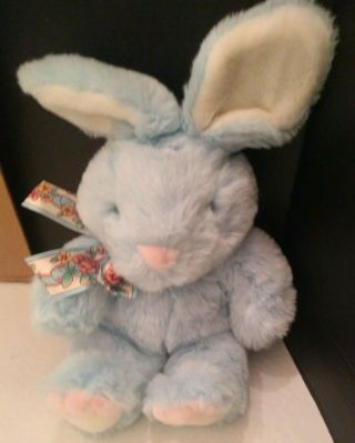 Walmart Easter Bunny Rabbit Blue Flower Floral Plush 18 "