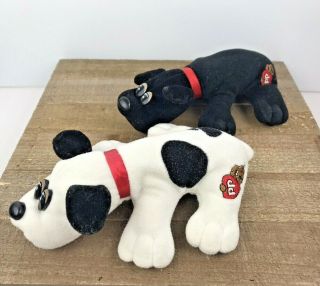 Vintage Two 1980s Tonka Pound Puppies Newborn 8 Inches Black And White