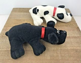 Vintage TWO 1980s Tonka Pound Puppies Newborn 8 inches Black and White 3