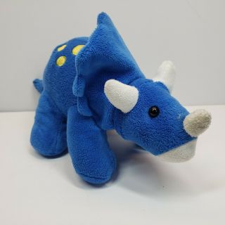 Prextex Blue Triceratops Dinosaur Plush Stuffed Animal Toy 12 " Yellow Spots