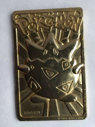 Pokemon 1999 Togepi Gold Metal Plated Trading Card Burger King Nintendo Good