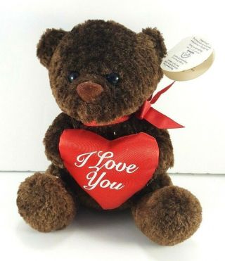 Valentine Brown I Love You Teddy Bear Heart Plush Stuffed Animal Applause 7 "
