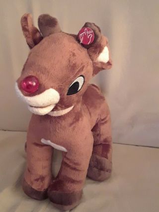 Rudolph Red - Nosed Reindeer Stuffed Plush Nose Lights Up Sings 14” Dan Dee