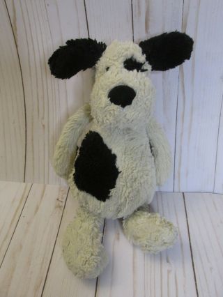 T Jellycat London Bashful 12 " Cream & Black Plush Stuffed Puppy Dog Well Loved