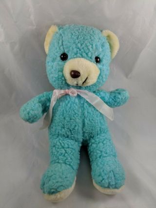 Beaufort Teal Blue Teddy Bear Plush 13 " Vintage Stuffed Animal Toy