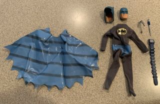 1966 Vintage Captain Action Batman Outfit,  Boots,  Complete Mask,  Belt,  Cape,  Hook,  Etc