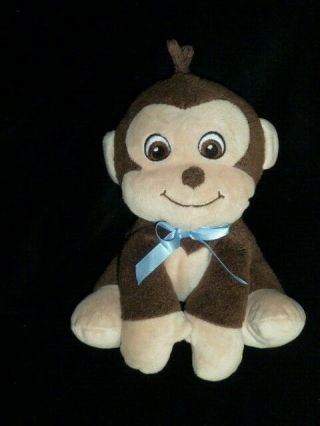 Garanimals Brown Plush Monkey Blue Ribbon Stuffed Animal Toy Baby Lovey Doll 6 "