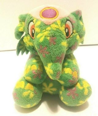 Neopets Plush Toy Disco Elephant With Wings 2008 Stuffed Animal Toy 5 " Green