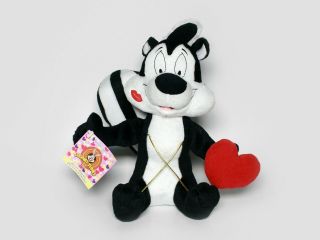 Pepe Le Pew 9 " Plush With Tag & Heart Valentines Day Looney Tunes Russell Stover