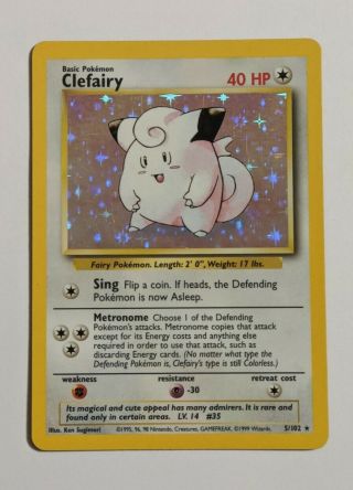 Pokemon 1999 Clefairy 5/102 Base Set Rare Holo