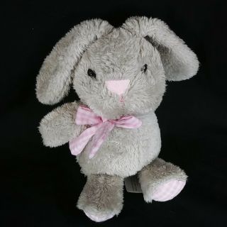 2019 Animal Adventure Pink Gingham Gray Bunny Rabbit Plush Toy 9 "